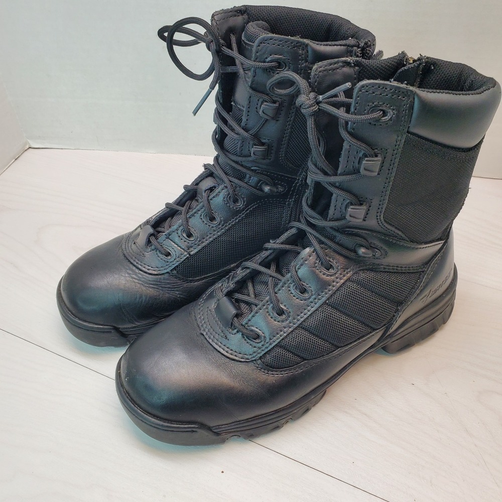 Bates Mens Tactical Sport Side Zip Black Leather Boots E02261 Size 8 M Gorpcore